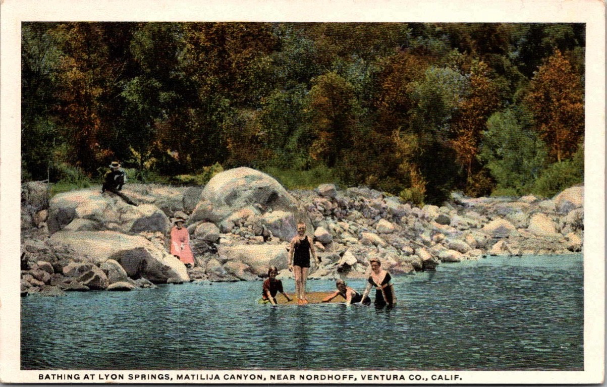 c1915 Bathing At Lyon Springs Matilija Canyon Nordhoff California CA Postcard c1915 Bathing At Lyon Springs Matilija Canyon Nordhoff California CA Postcard