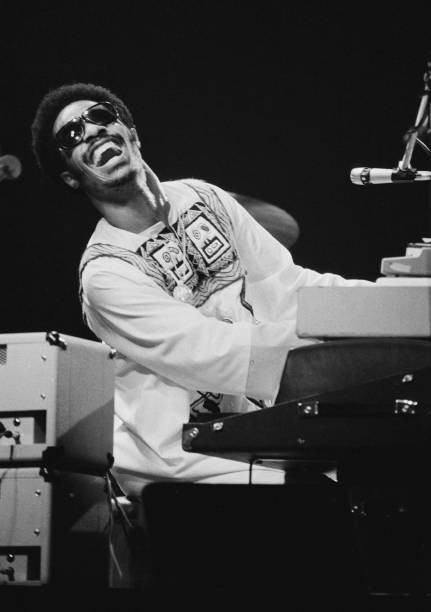 American singer songwriter musician Stevie Wonder performs at Rain- Old Photo