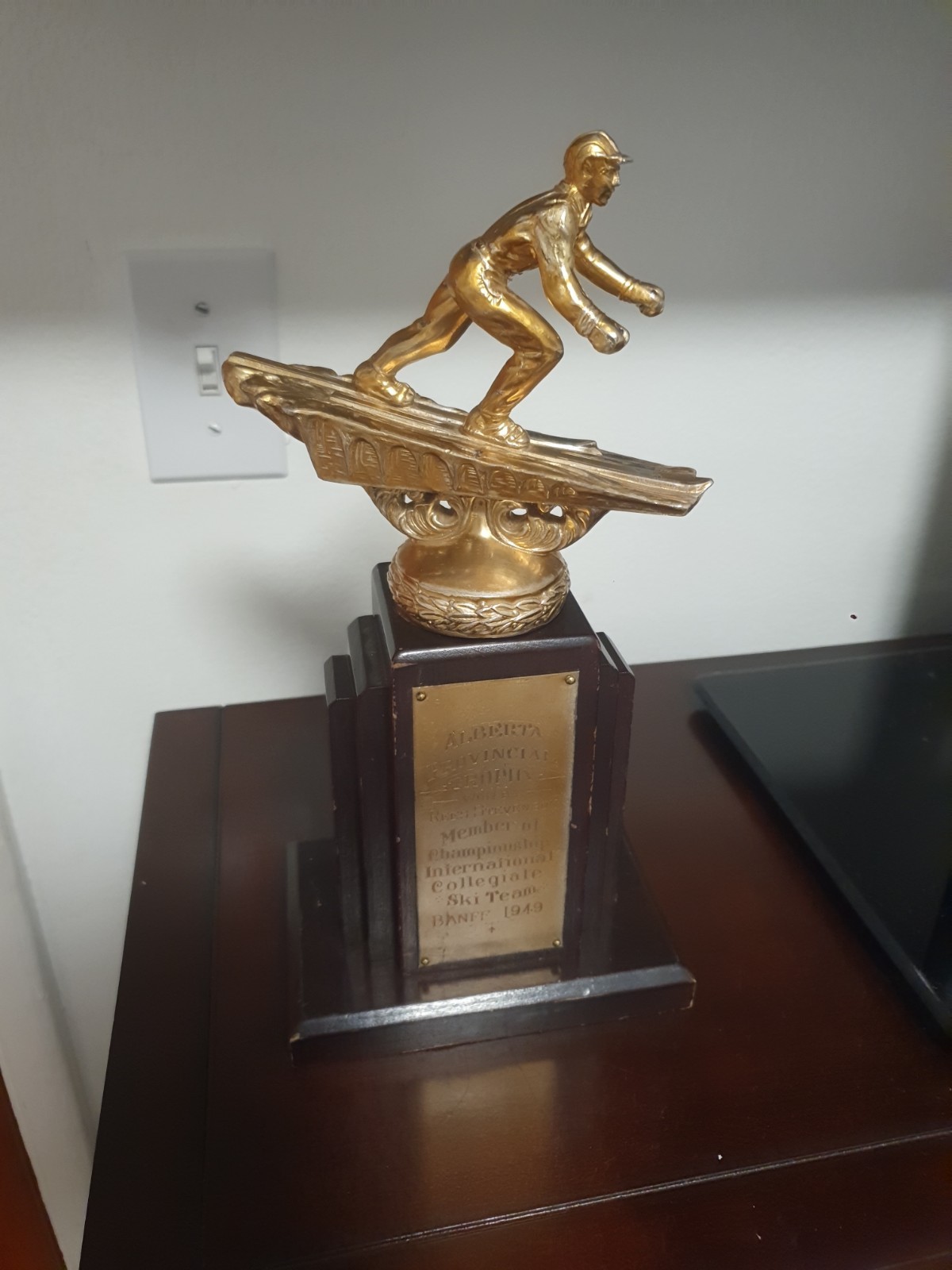 Vintage 1949 Banff Alberta Provincial Ski Trophy Rees Stevenson Collegiate Team