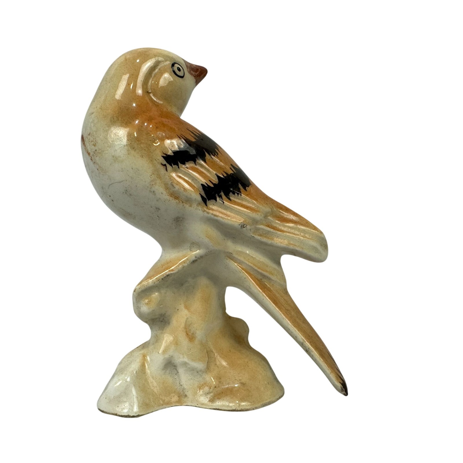 Vintage Handpainted Ceramic Bird Figurine On Base From Japan Collectible Accent