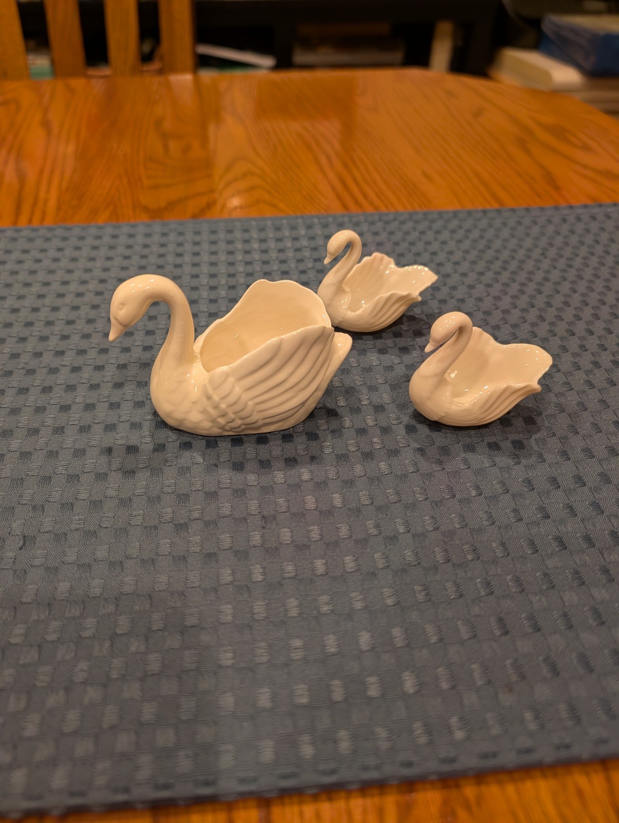 Lot of 3 Vintage Lenox Ivory Porcelain Swan Trinket Decorative Dishes / Bowls