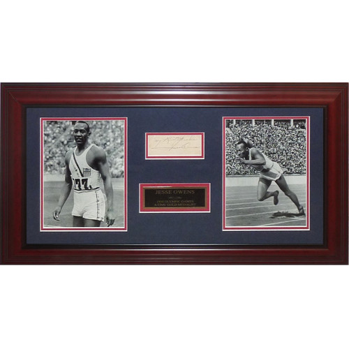 Jesse Owens Autographed USA Track 1936 Olympics Deluxe Framed Tribute Piece - JS Jesse Owens Autographed USA Track 1936 Olympics Deluxe Framed Tribute Piece - JS