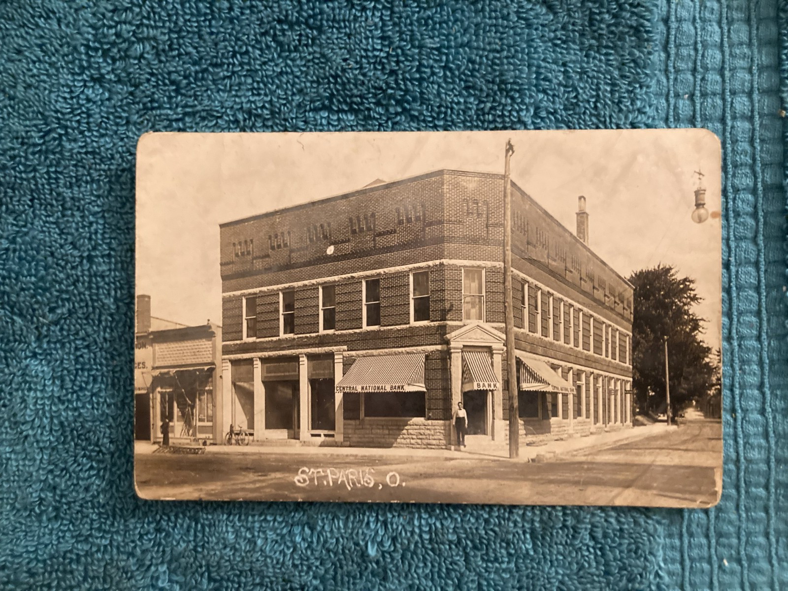 RPPC Central National Bank, St. Paris Ohio Photo Posted 1908 to Unknown Location RPPC Central National Bank, St. Paris Ohio Photo Posted 1908 to Unknown Location