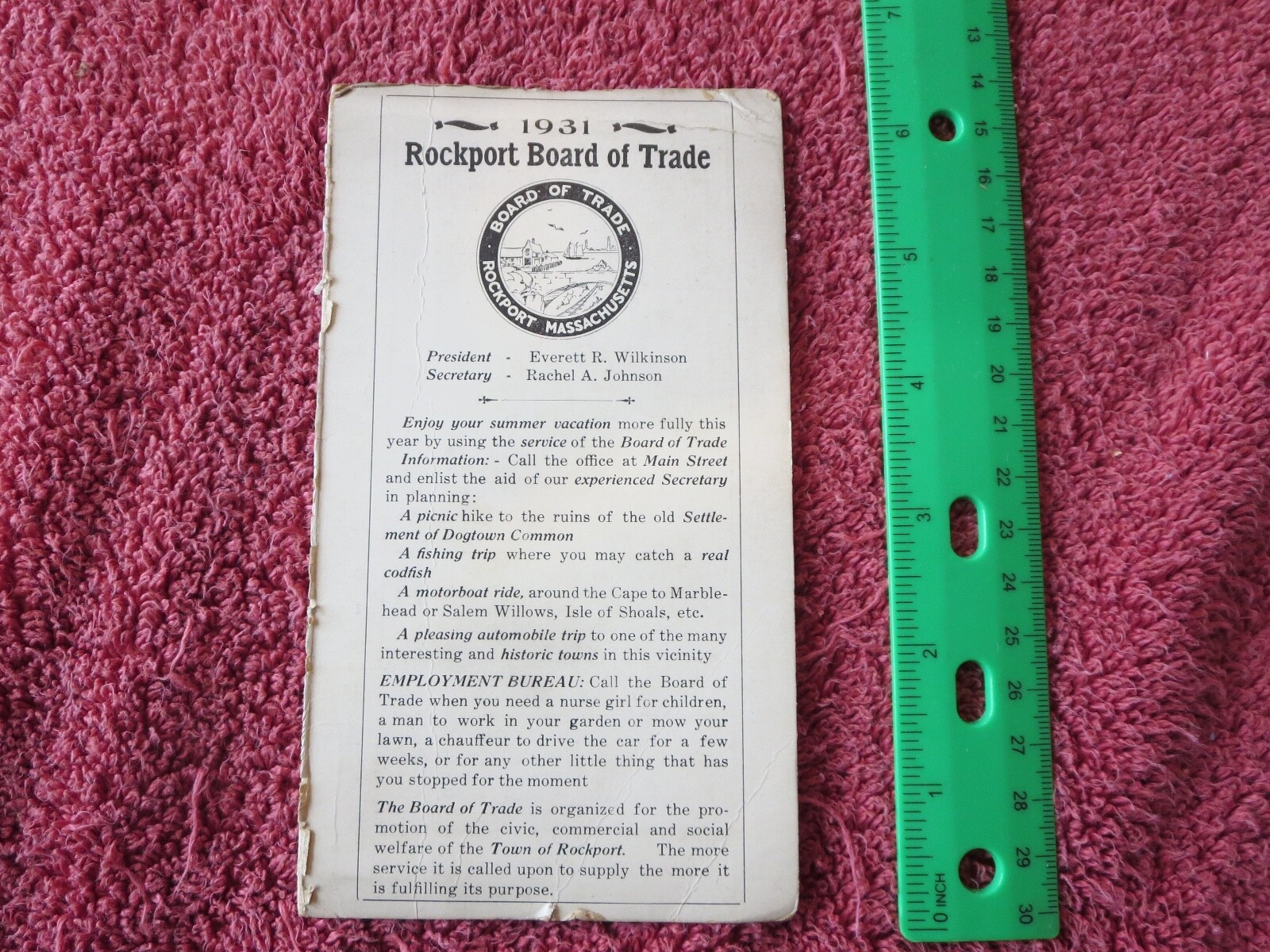 1931 Rockport Massachusetts Board of trade Ephemera paper pamphlet Trains Tides 