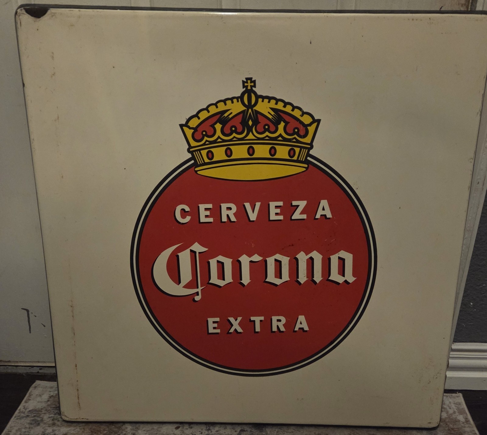 VTG Cerveza Corona Extra Porcelain/Enameled Metal Table Top- 29\ VTG Cerveza Corona Extra Porcelain/Enameled Metal Table Top- 29\