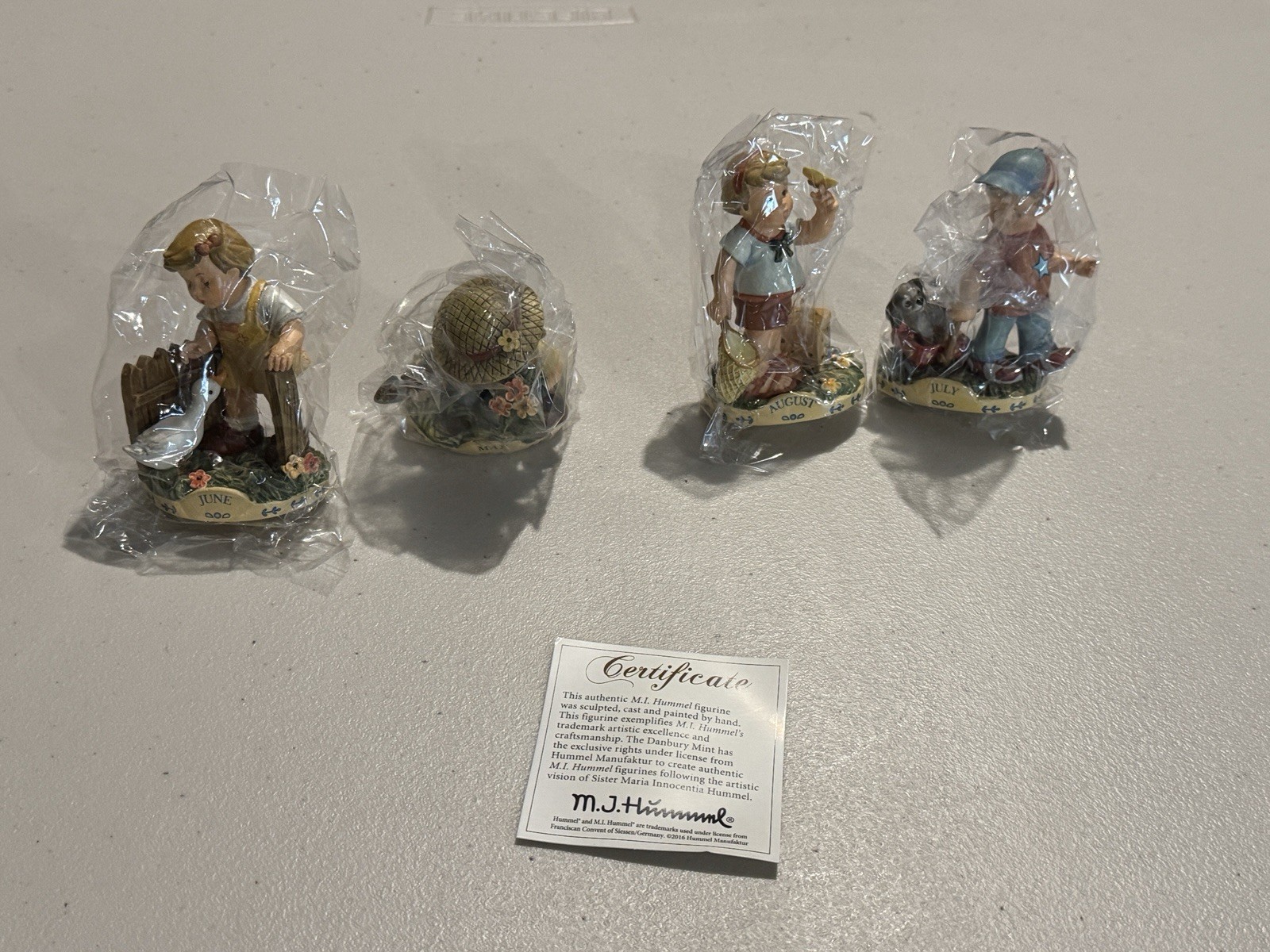 MI MJ Hummel Danbury Mint Calendar Figurine Lot 4 May June July August Box COA