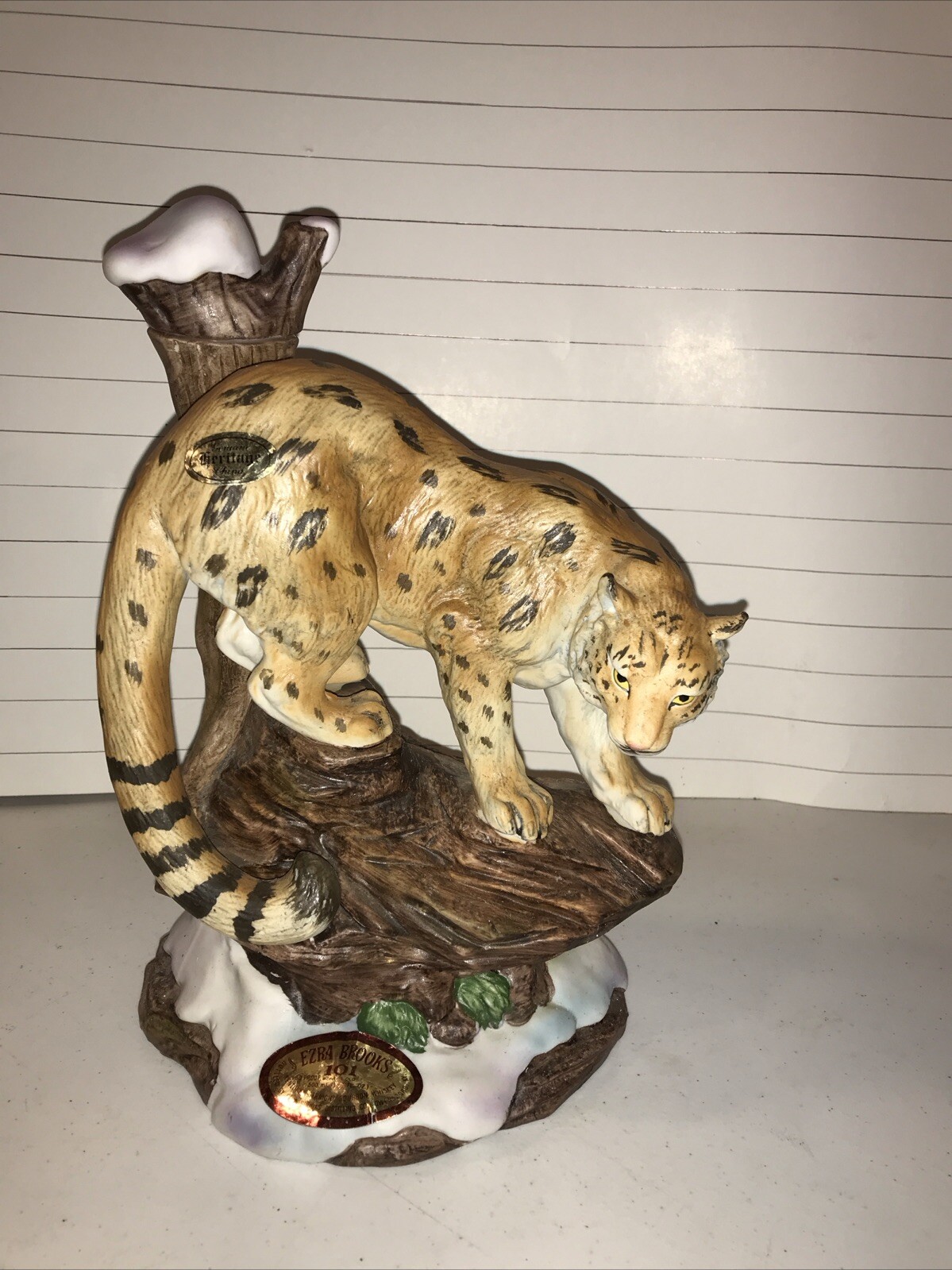 1980 Ezra Brooks Decanter Pakistan Snow Leopard- EMPTY W/ cap