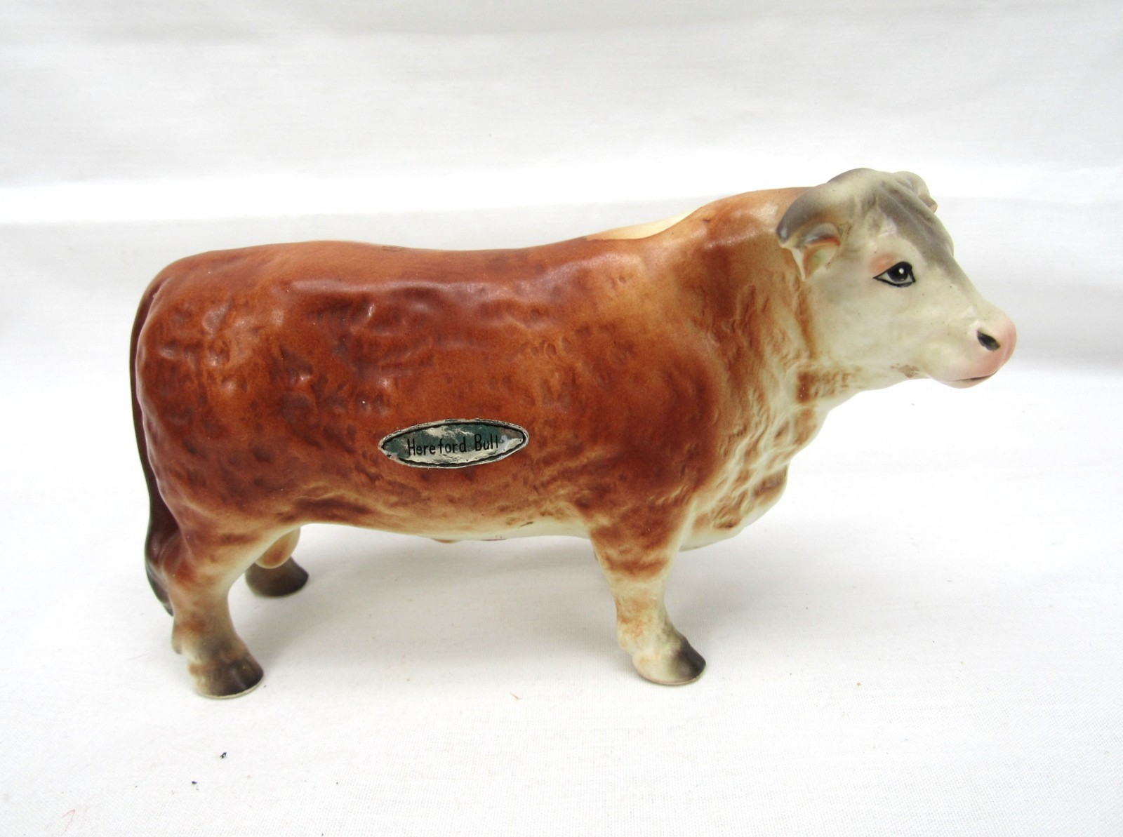 Vintage Lefton Hereford Bull Figurine porcelain brown cow 750 with labels