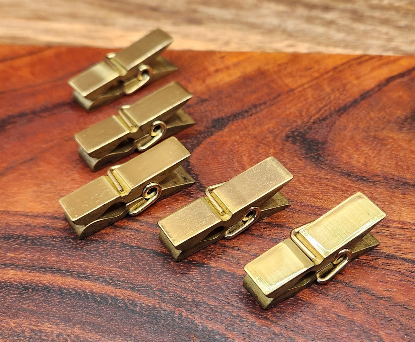 Solid Brass Mini Clothespin Clips Lot of 5 1.25\