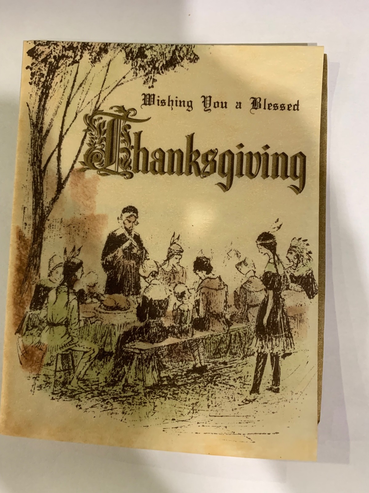 Vintage Thanksgiving Card Early Sixties American Greetings Pilgrims and Indians