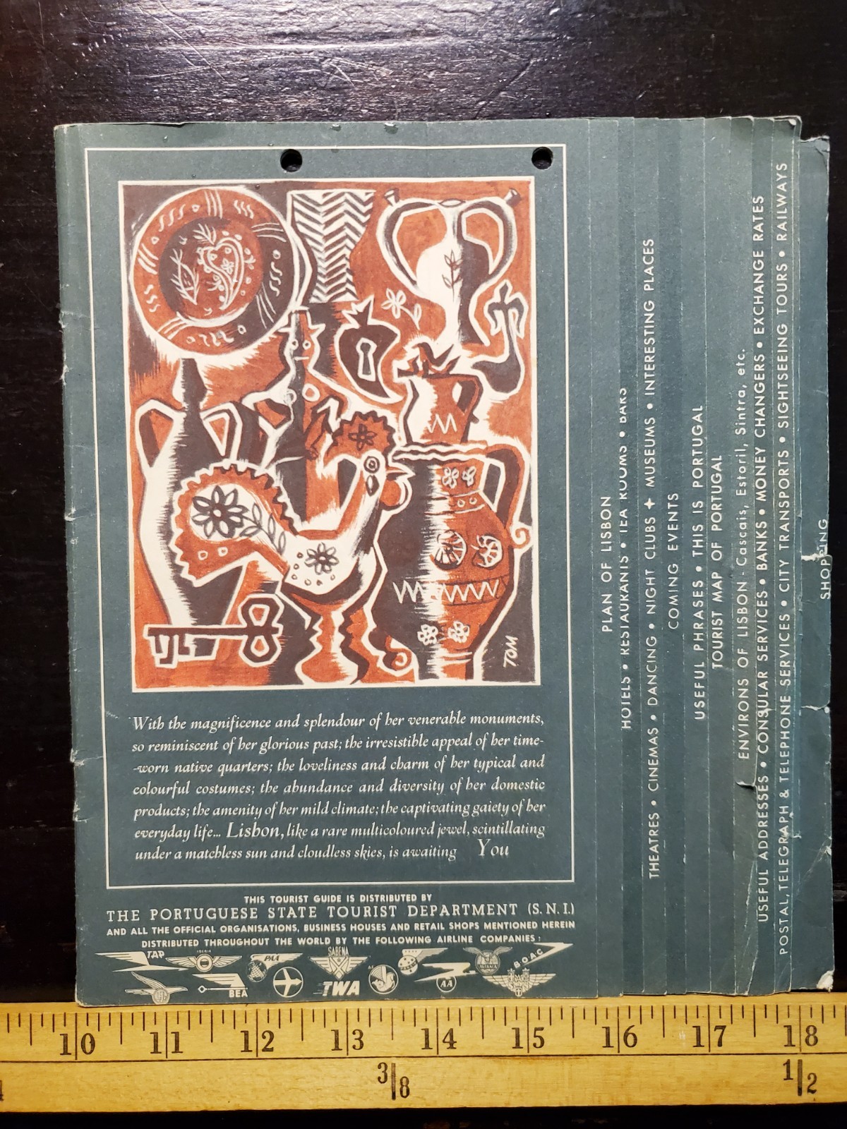 Vintage Lisbon Portugal Tourist Brochure Airlines Restaurant Advertising Guide