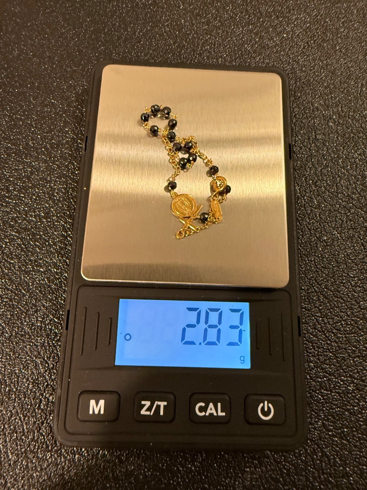 Solid 18k Gold Our Lady of Guadalupe rosary Onyx bracelet from Gabriele Amorth