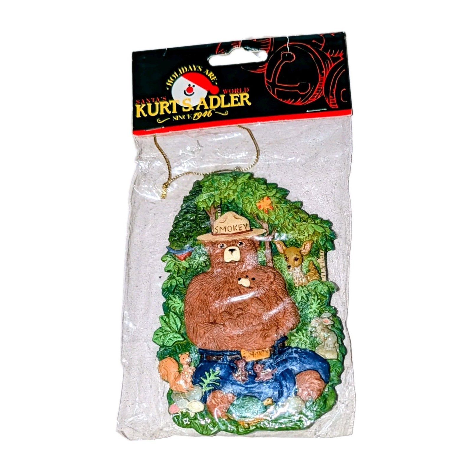 Vtg Smokey the Bear Christmas Ornament Kurt Adler NEW Old Stock in Sealed PKG 
