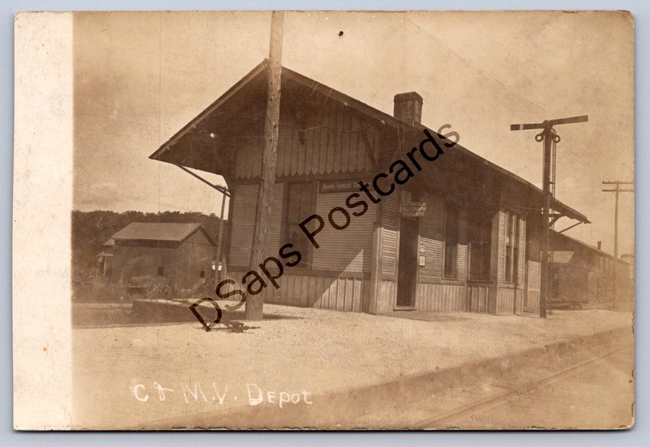 K66/ South Zanesville Ohio RPPC Postcard c1910 C&MV Railroad Depot 357