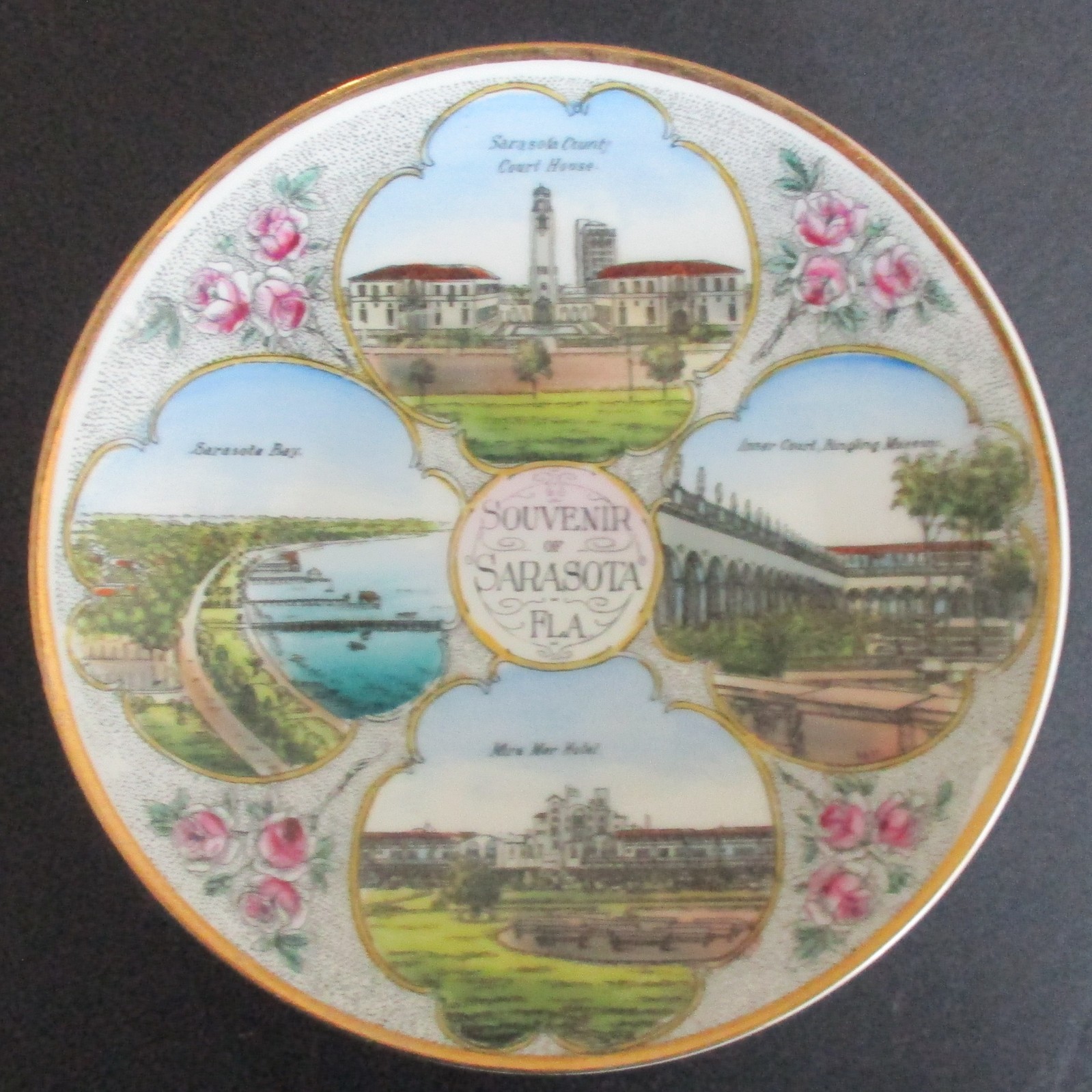 Early 20th Century Souvenir Dish Mira Mar Hotel Ringling Museum Sarasota Florida