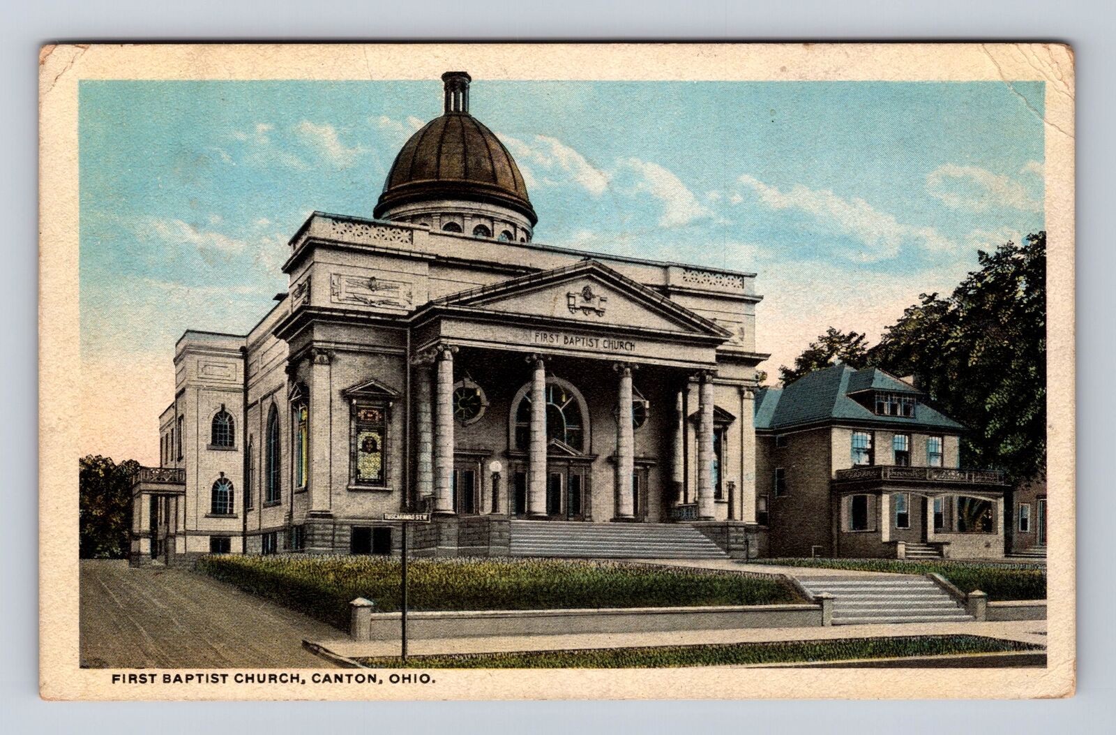Canton OH-Ohio, First Baptist Church, Antique, Vintage c1913 Souvenir Postcard