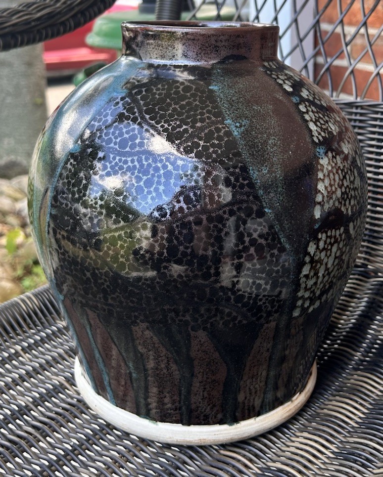Vintage Gallo de Oro  GTO Mex 11” Multi-glazed Urn/vase studio pottery