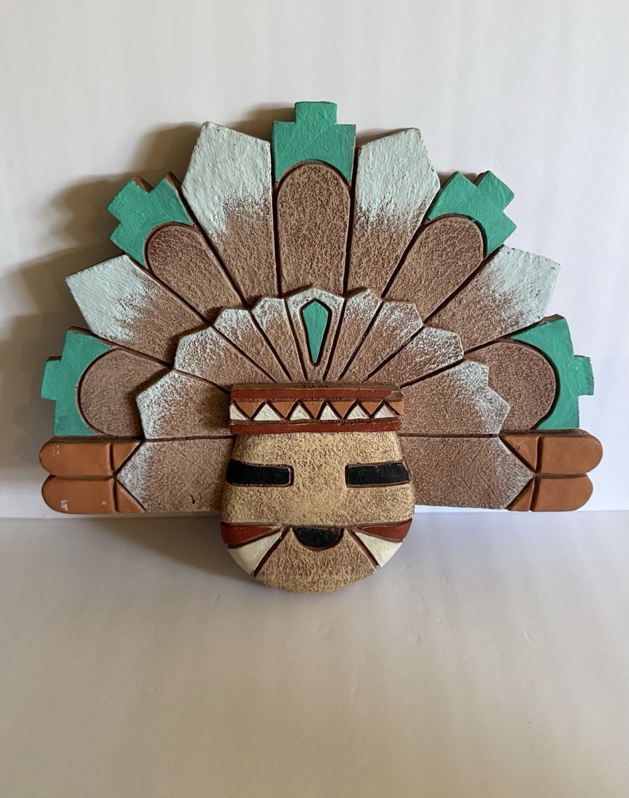 Southwestern Hopi Sunface Kachina Wall Art Native Headdress Tribal Vtg