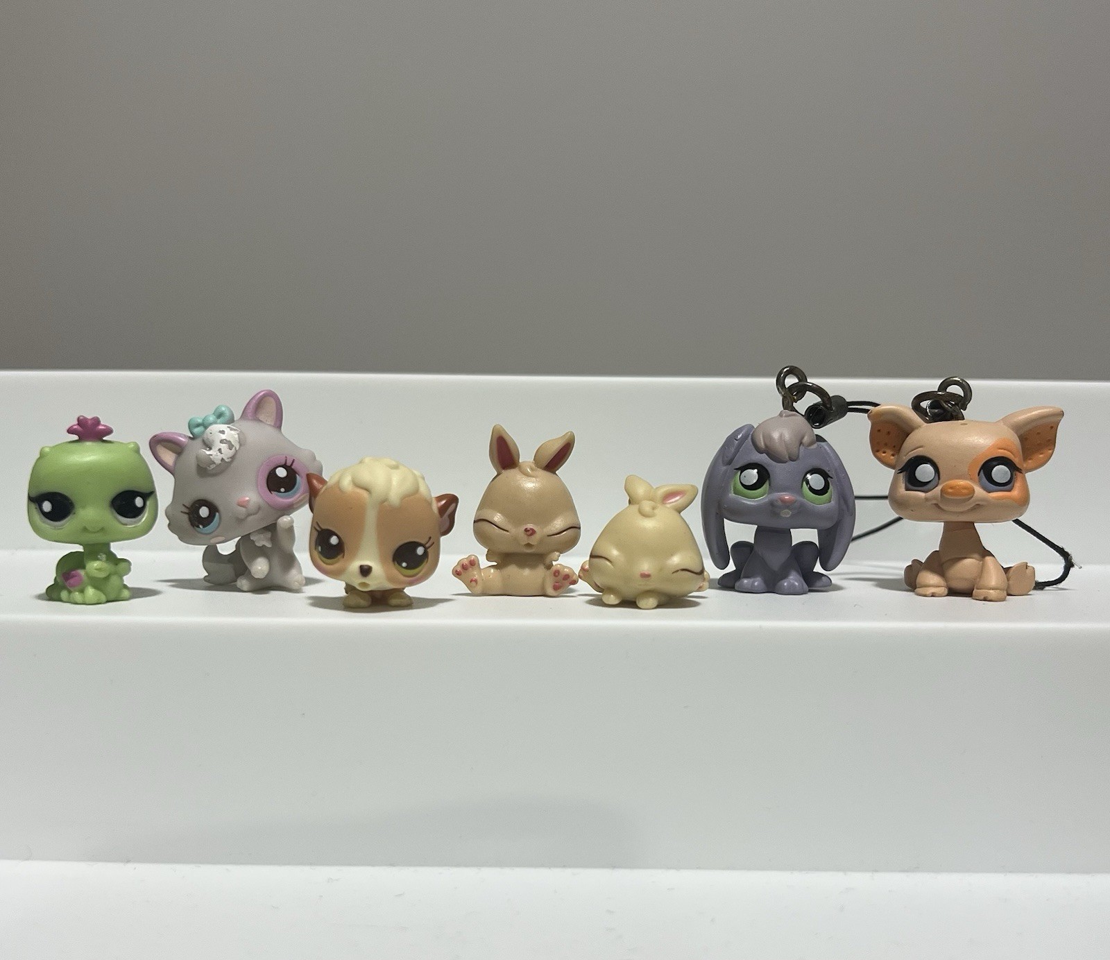 Littlest Pet Shop Baby Lot: Kitten Guinea Pig Bunny Tomy Keychains RARE HTF