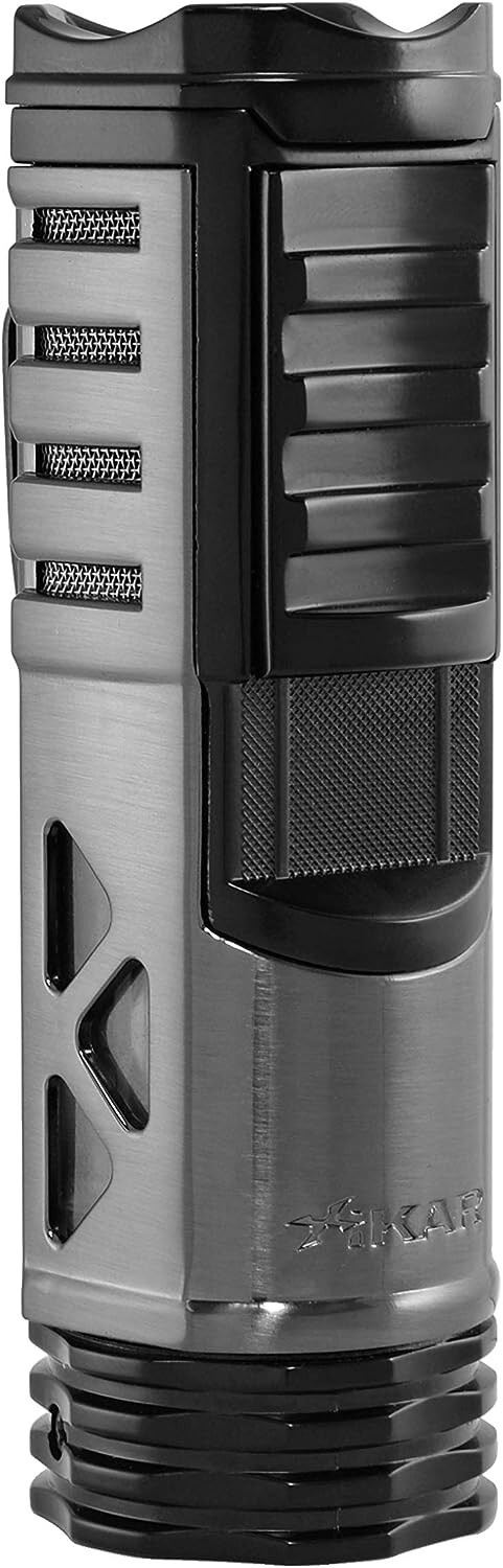 Xikar Tactical 1 Single Jet Flame Lighter, Cigar Rest On Top, Gunmetal and Black