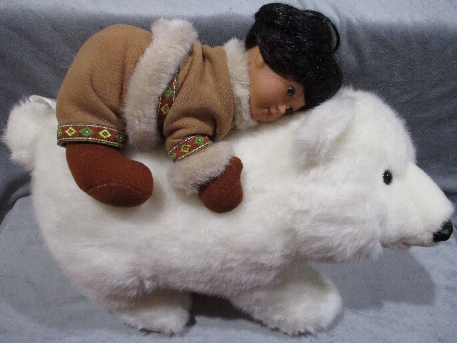 Vintage 1992 House of Lloyd Arctic Friends Plush Polar Bear & Inuit Eskimo Child