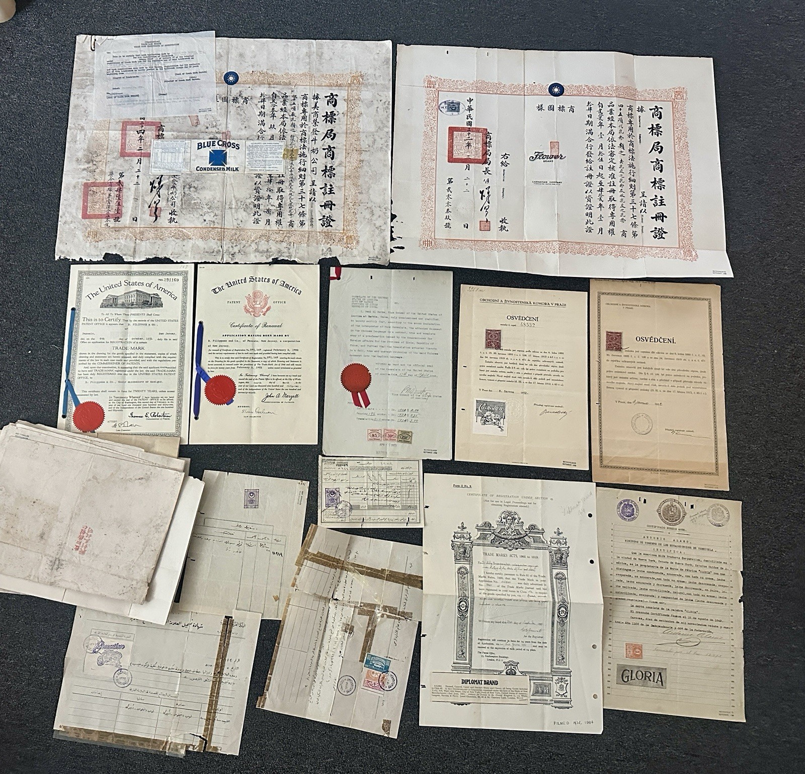 1921-1952 Carnation Milk International Trademark Archive China Turkey UK stamp