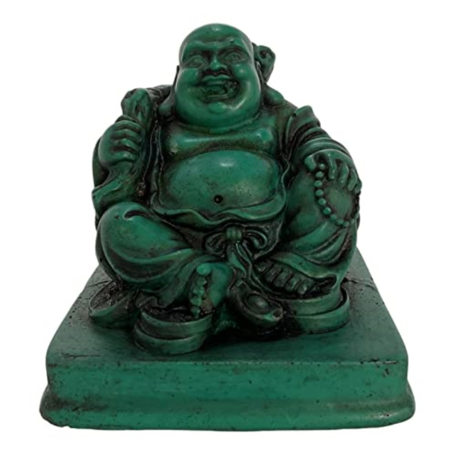 Turquoise Resting Hotei Laughing Buddha on Base Figurine 3.25 Inch Made in Nepal