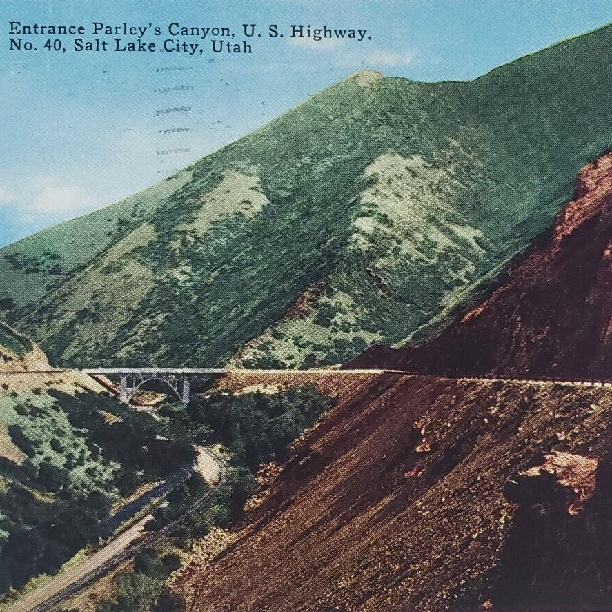 Stillman Bridge Parleys Canyon Utah Postcard c1940 Wasatch Mountains UT Old A640