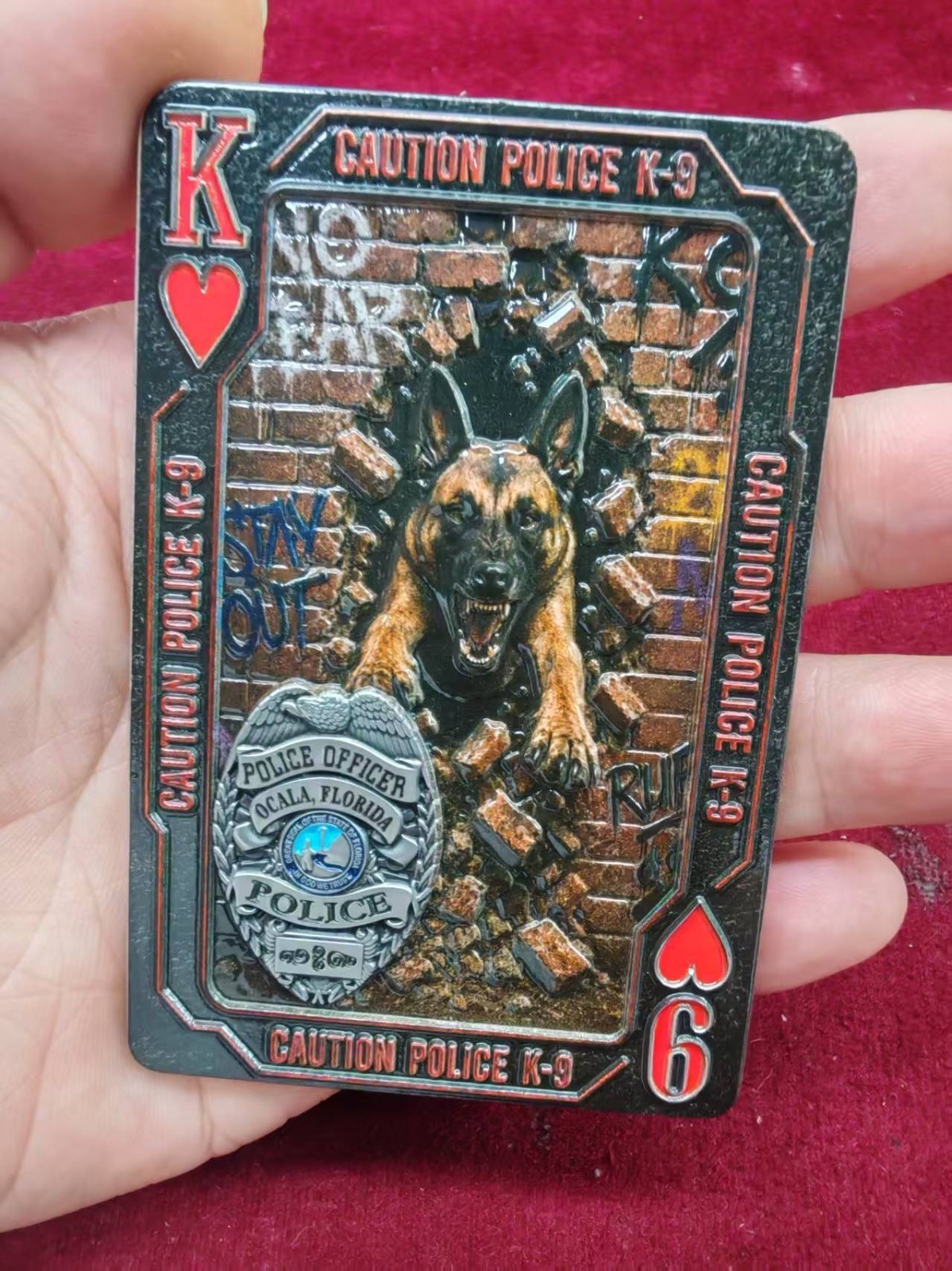 Ocala Police Department K-9 Unit Poker Card Challenge Coin 3.5\