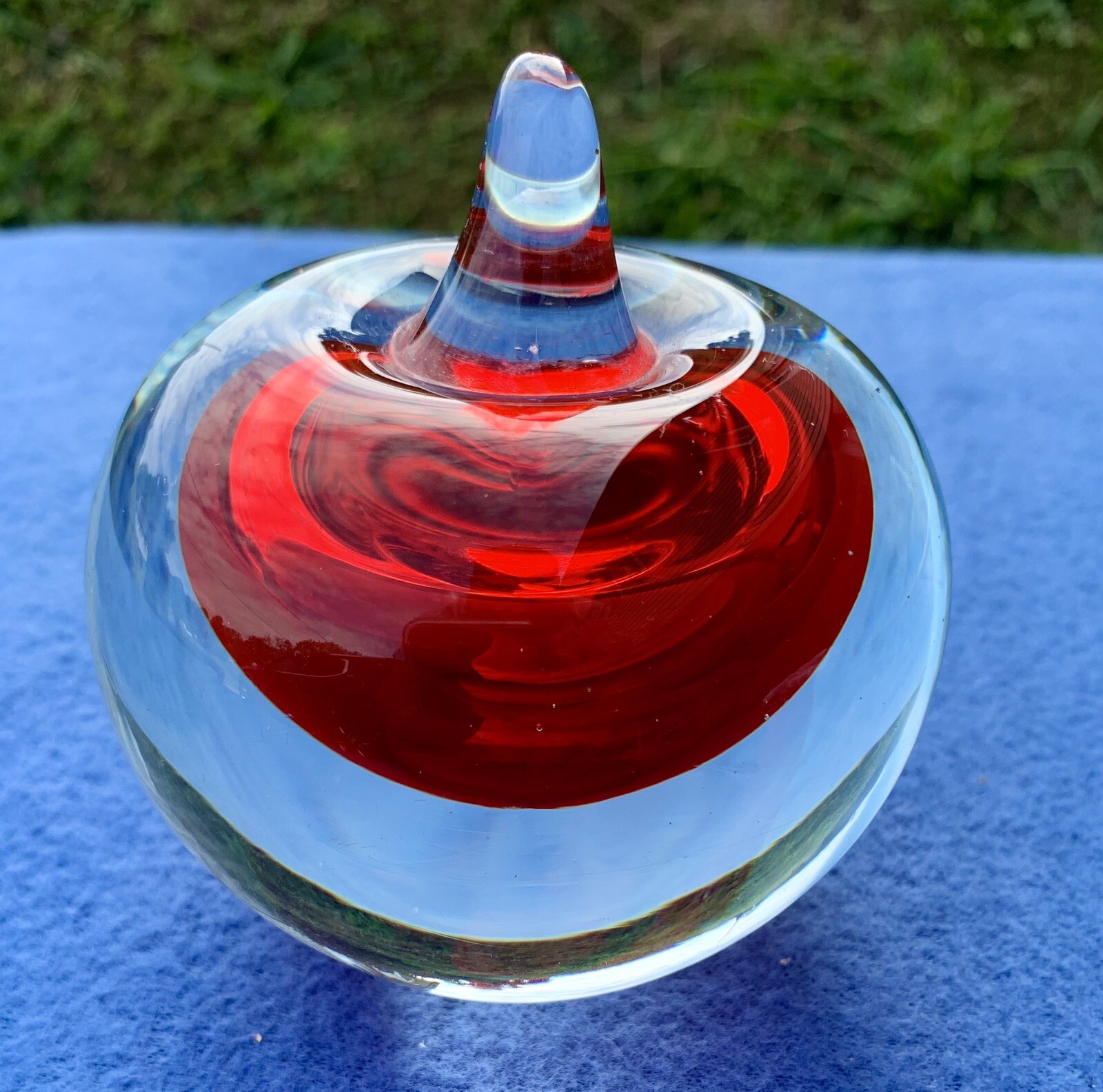 Apple Paperweight Blown Glass Clear Red Teacher Desk Principal Office Decor 4”