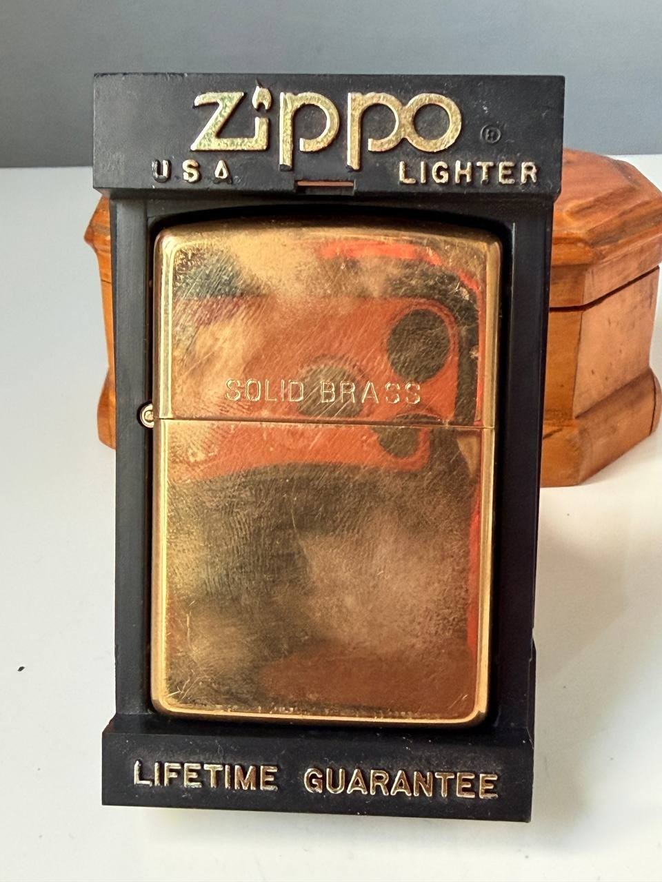 Vintage 1994 Zippo Solid Brass Lighter E X Bradford PA USA w/ Box Serviced Clean
