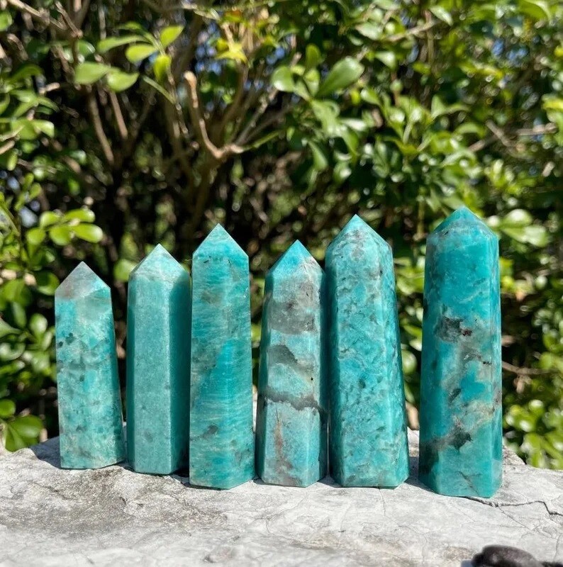 3 ~ 4\'\' Natural Amazonite Point Obelisk Green Crystal Tower Decoration