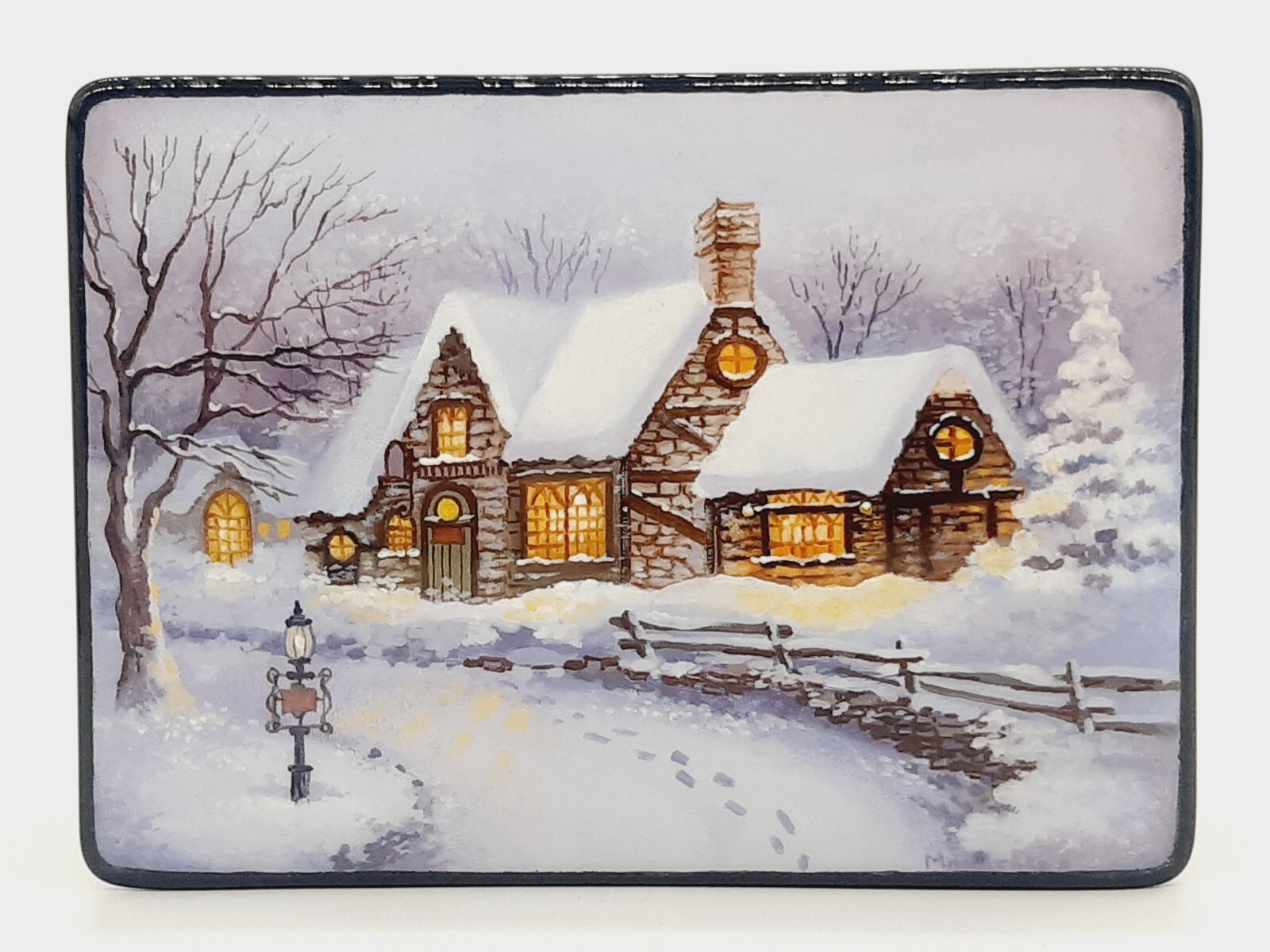 Ukrainian lacquer box, Jewelry box “Winter evening” Hand made in Ukraine