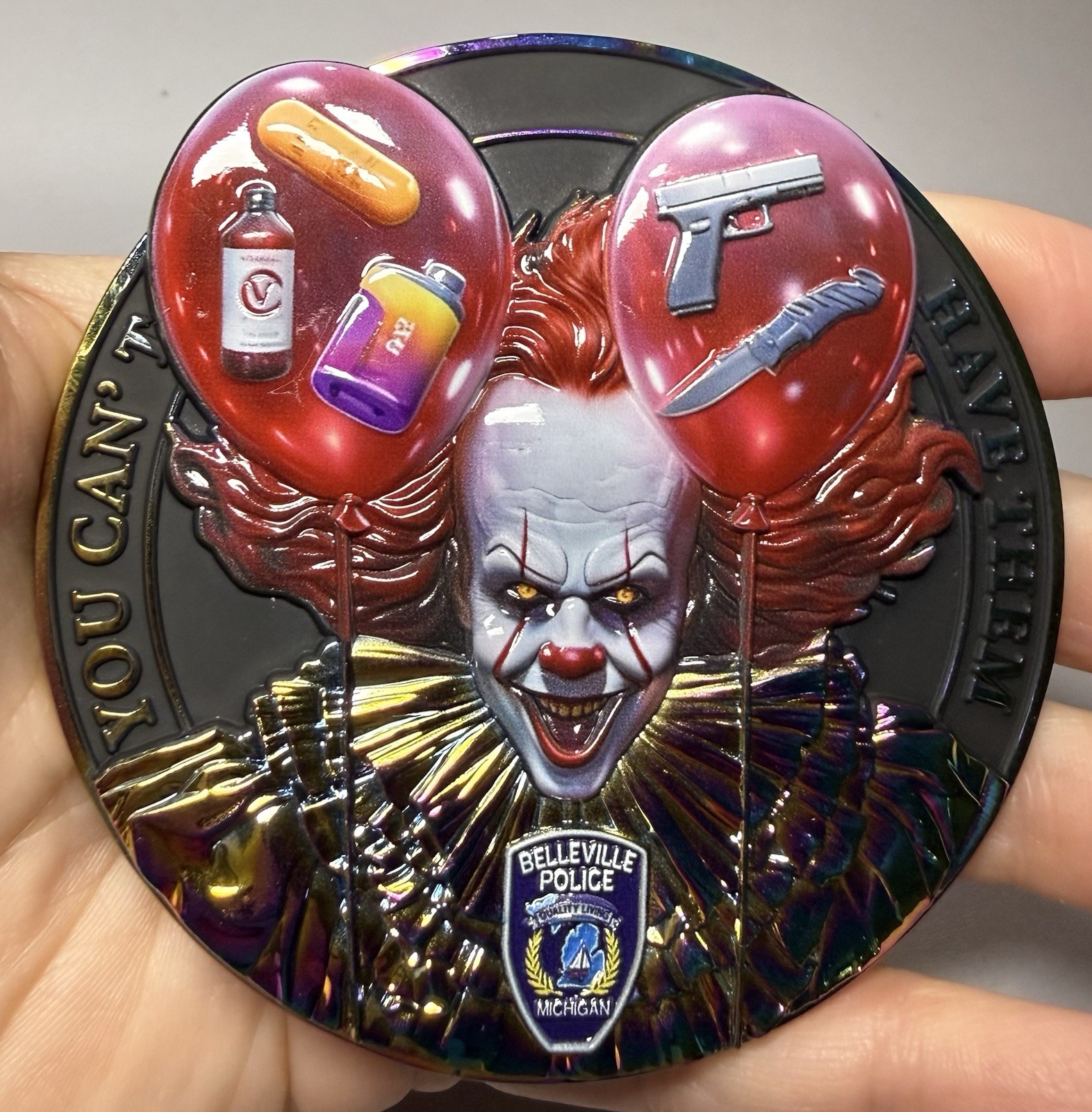 💥Belleville Police Van Buren Pennywise School Resource Officer Challenge Coin