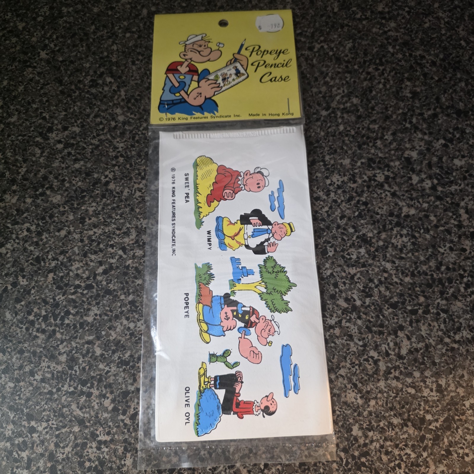 Vintage 1976 Popeye Pencil Case NOS Sealed King Features Olive Oyl Wimpy