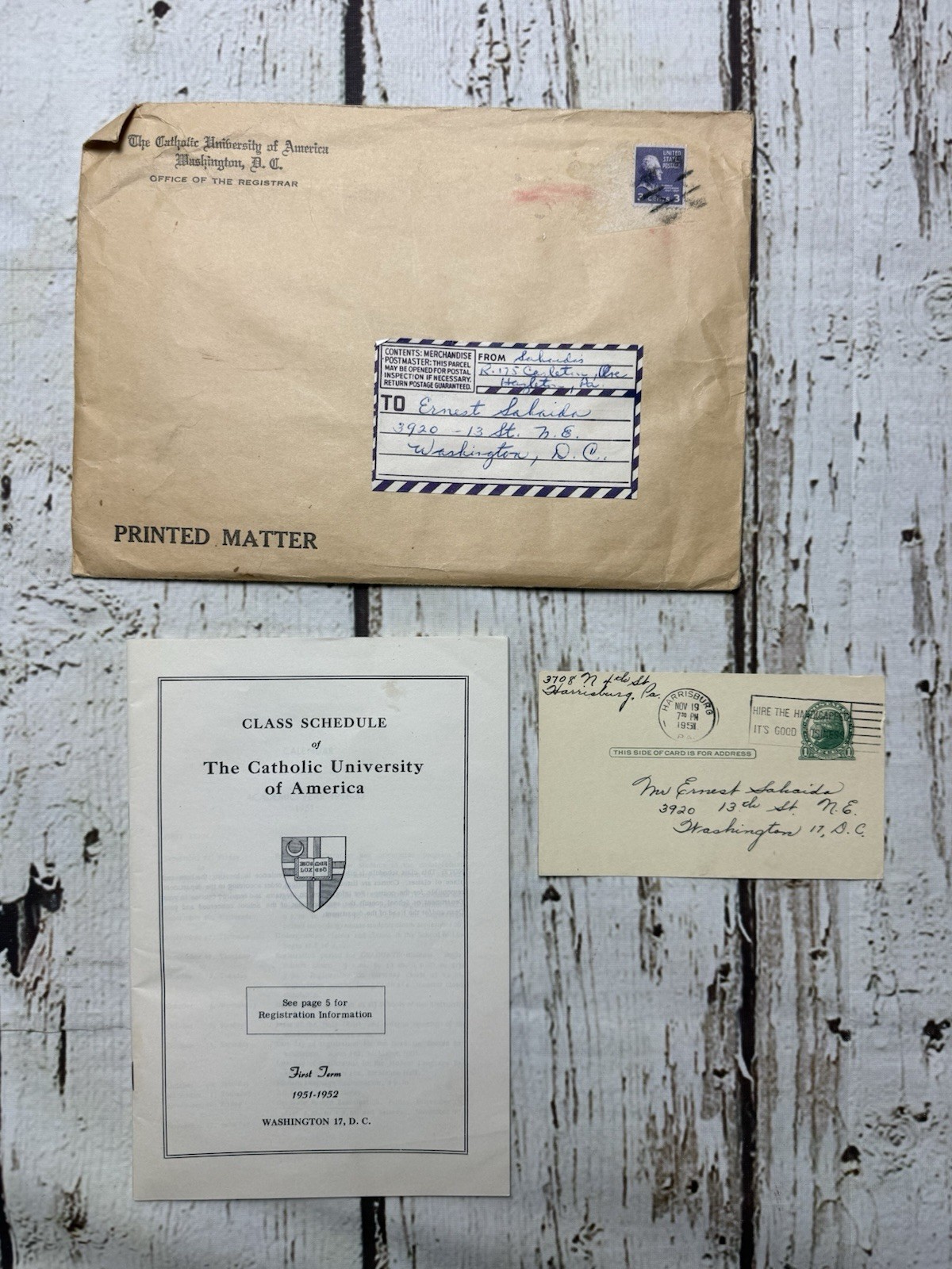 VTG The Catholic University Of America Washington DC 1951 Class Schedule Book