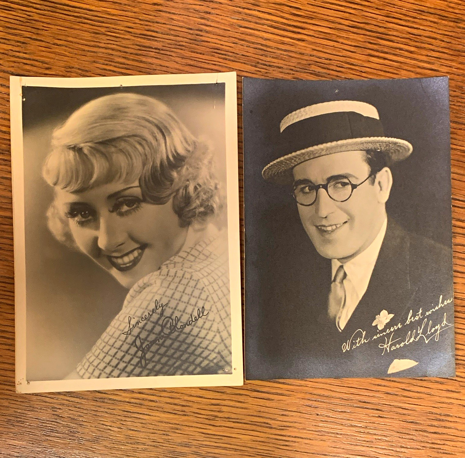 Joan Blondell & Harold Lloyd Signed Autographed B&W Portrait Photos Lot 2