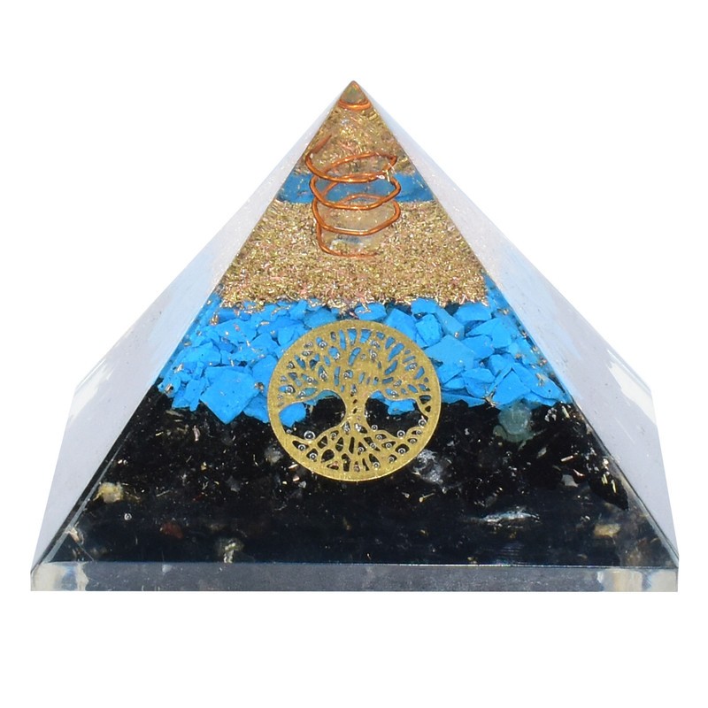 Turquoise & Black Tourmaline Crystal Copper Treen Of Life Stone Meditation Turquoise & Black Tourmaline Crystal Copper Treen Of Life Stone Meditation