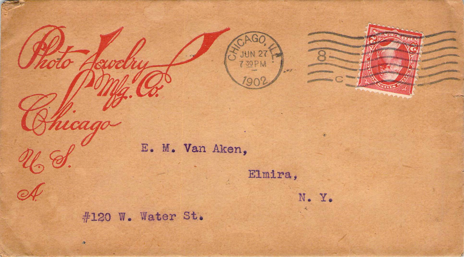 PHOTO JEWELRY CHICAGO COOL CANCEL POSTAL HISTORY COVER