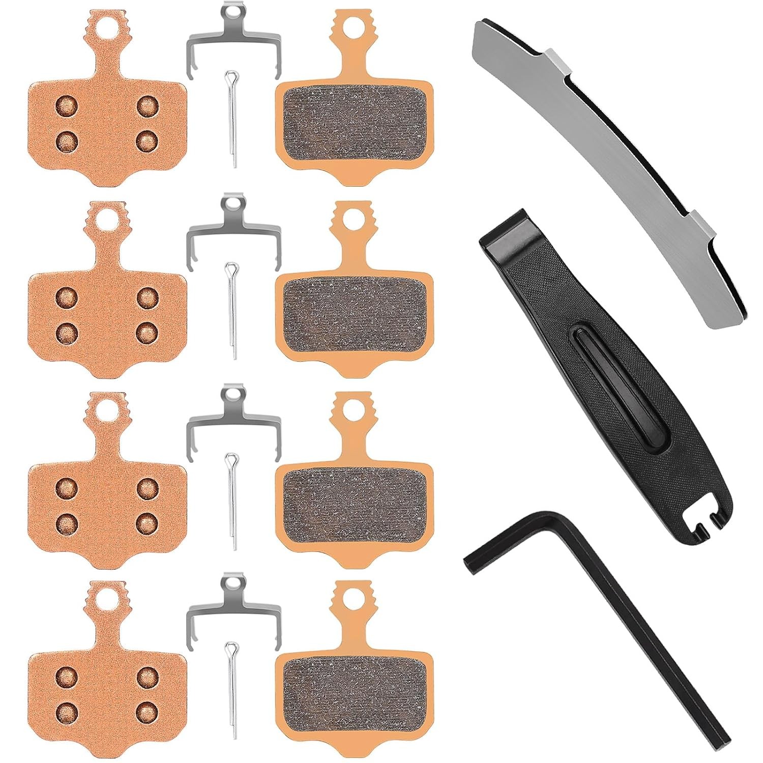 4 Pairs Sintered Metal Ebike Disc Brake Pads with Tools, Compatible for Sram Bra