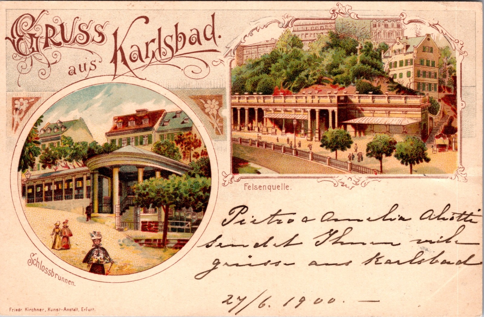 Karlsbad Austria Multi View Schlossbrunn Felsenquelle 1900 Postcard
