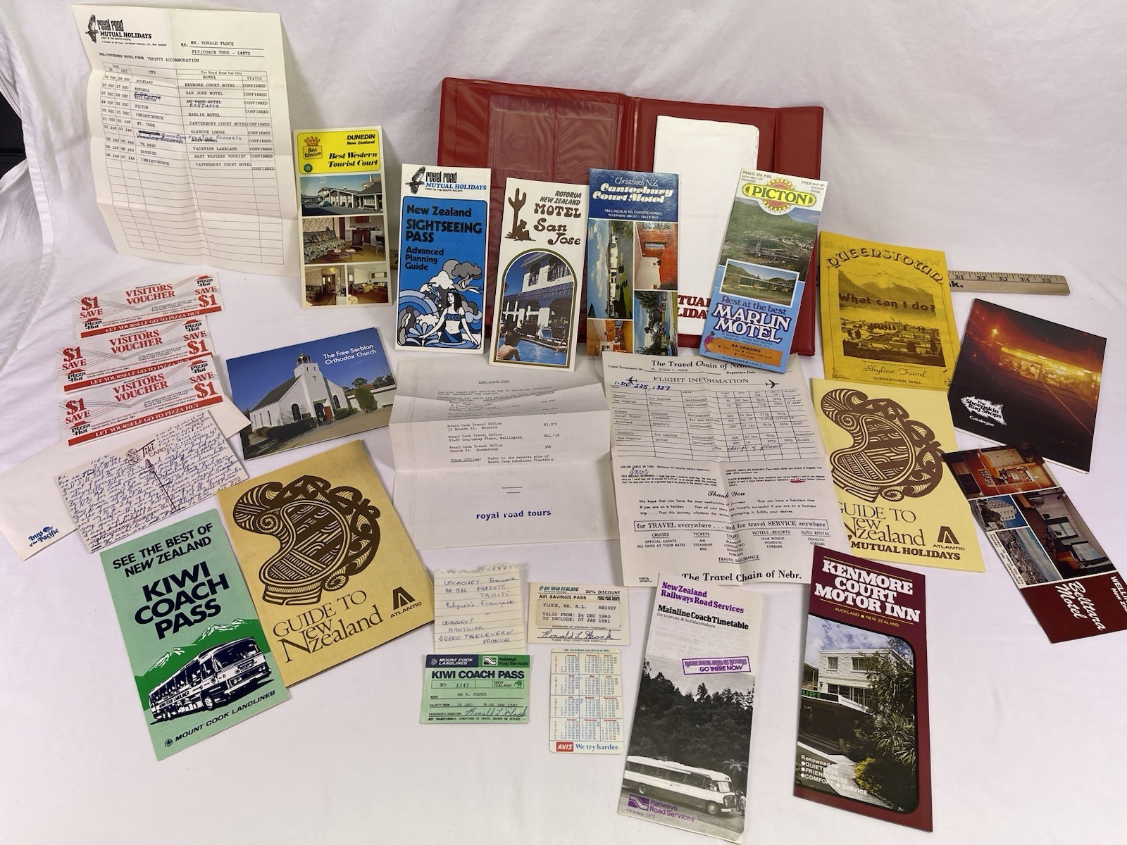Vintage 1980-81 New Zealand Travel Ephemera Lot Kiwi Coach Pass Air NZ Tourism