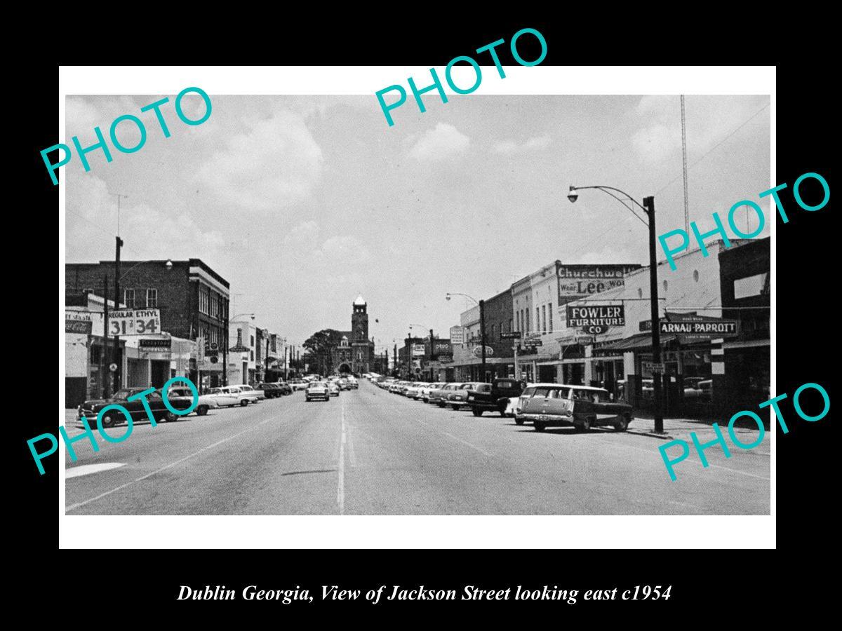 OLD LARGE HISTORIC PHOTO OF DUBLIN GEORGIA VIEW OF JACKSON STREET c1954