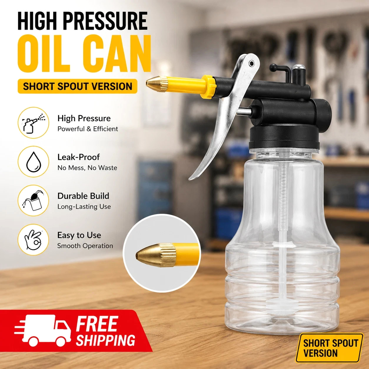 250ml High Pressure Oil Can Pump Lubrication Oiler Bottle Extended Hose Tool