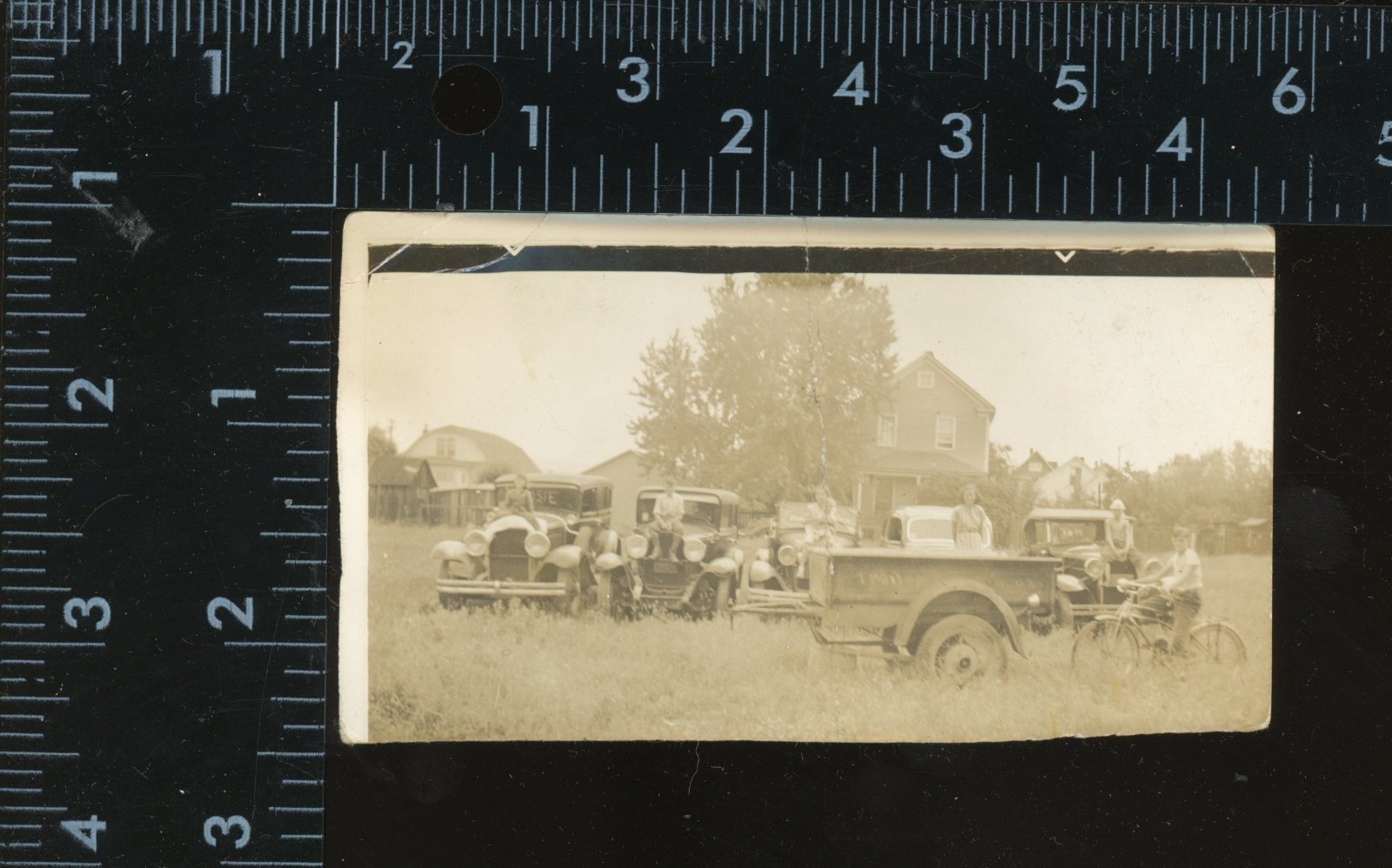 1928 Original Photo Model A Chevrolet Cars Kids Bicycle Vin