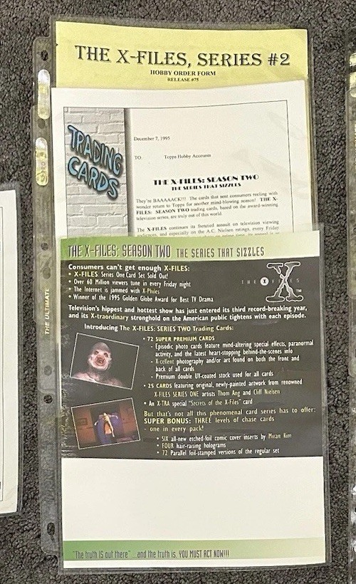1995 Topps The X-Files Season 2 Dealer Sell Sheet Order Form Very Rare 1995 Topps The X-Files Season 2 Dealer Sell Sheet Order Form Very Rare