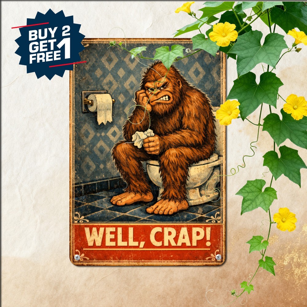 Well Crap Funny Bathroom Sign Sarcastic Restroom Humor Metal Tin Wall Plaque
