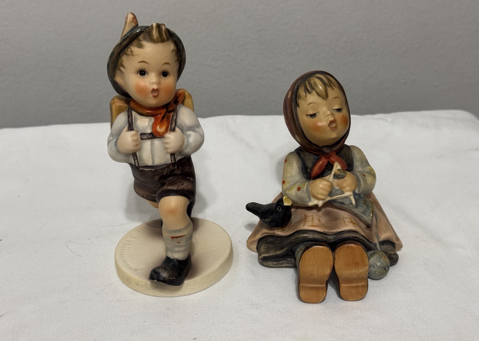 Vintage Goebel Hummel Style Figurines Pair W Germany Bee Mark Boy Girl