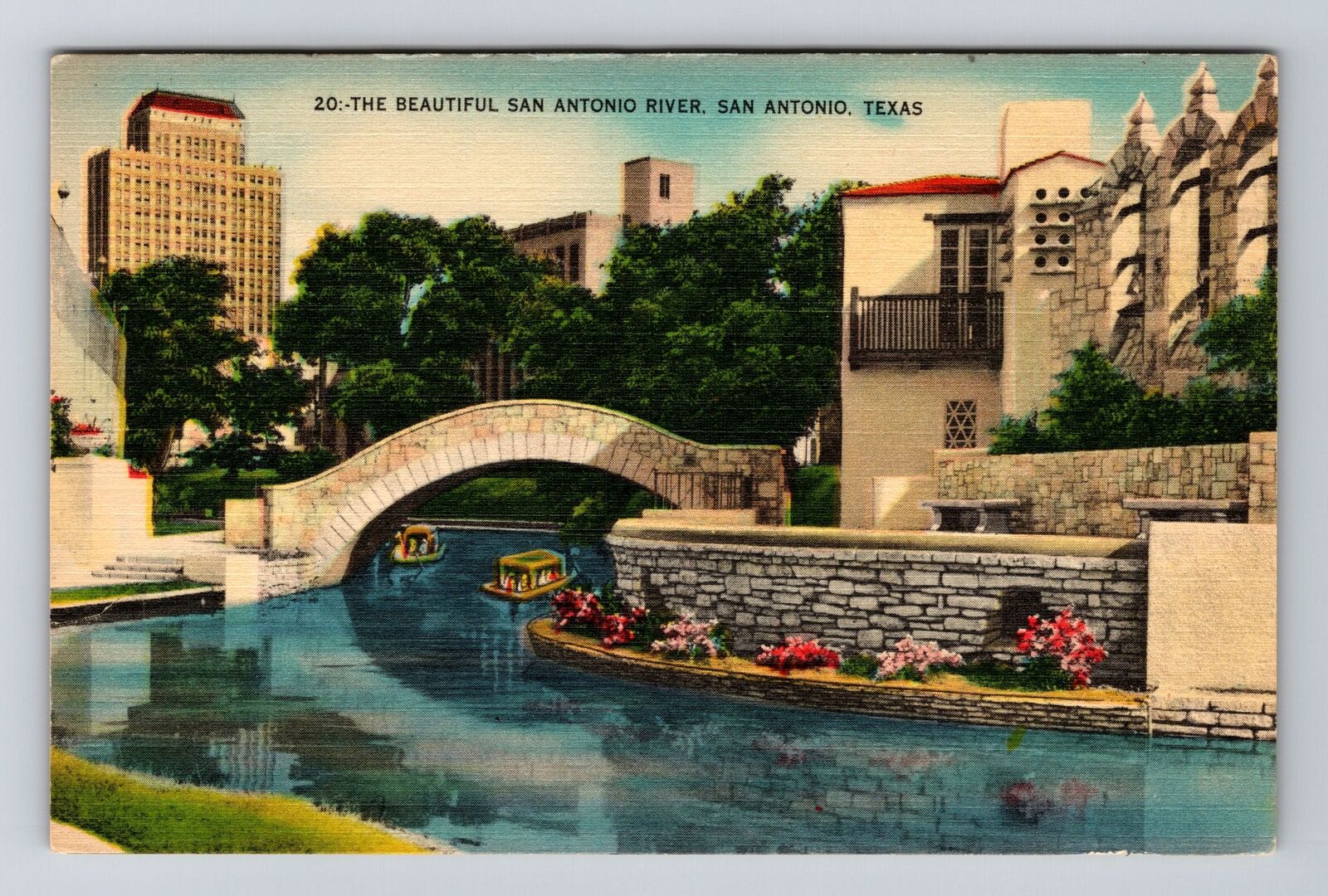 San Antonio TX-Texas, Beautiful San Antonio River Vintage Souvenir Postcard