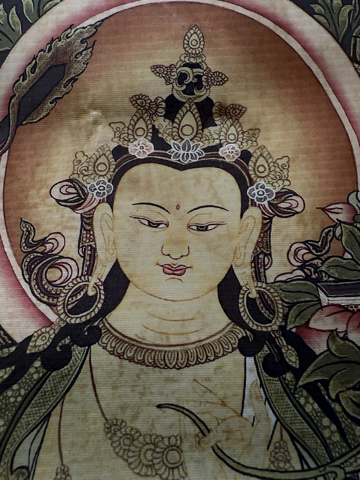 Tibetan Handmade Painted On Silk Not Antique.